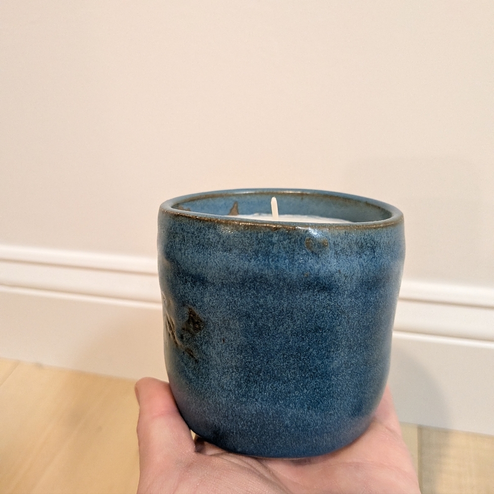 Hand Poured Candle In Handmade Pottery - Picture 5 of 9